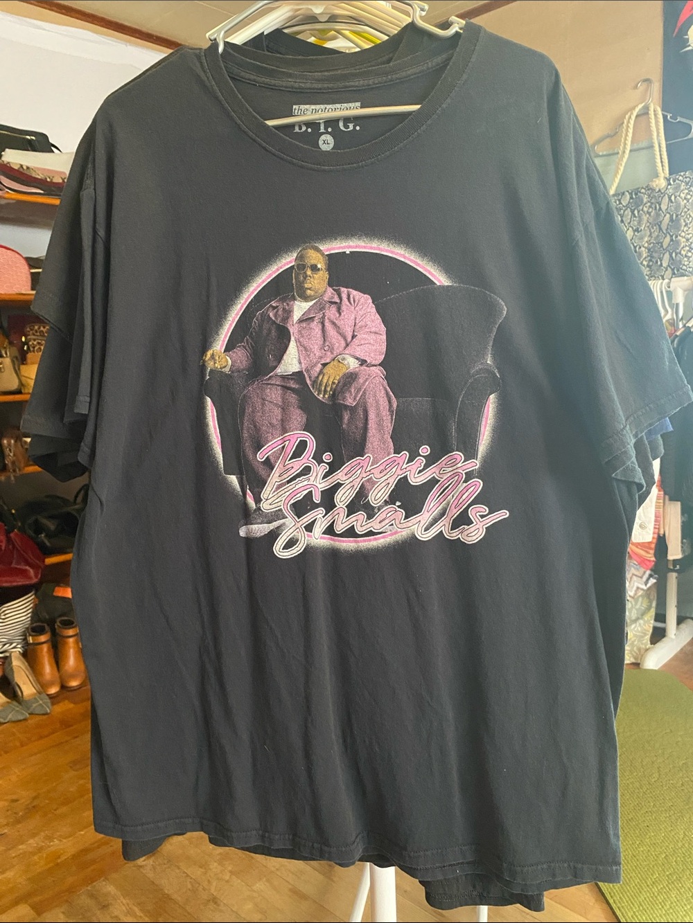 Biggie Smalls The Notorious B.I.G. Graphic Tee in Black with Pink Accent